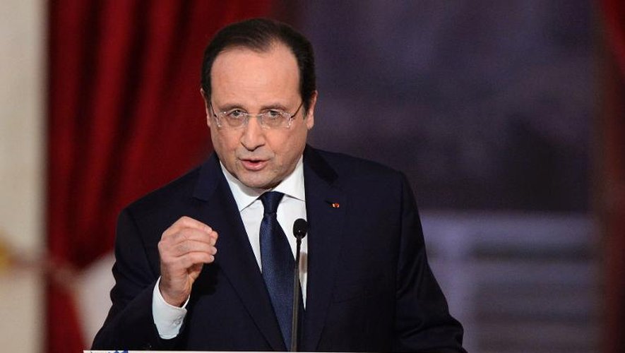 François Hollande durant sa conférence de presse, le 14 janvier 2014 à l'Elysée