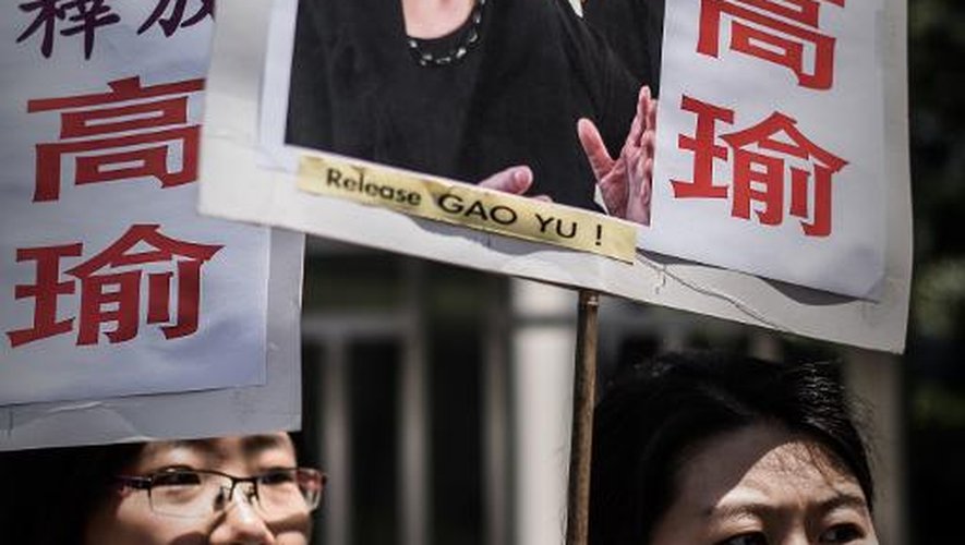 Manifestation de soutien à la journaliste chinoise, Gao Yu, condamnée à sept ans de prison pour divulgation de "secrets d'Etat" à Hong Kong le 17 avril 2015