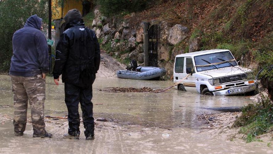 Inondations à Saint-Agnès, dans les Alpes-Maritimes, le 18 janvier 2014