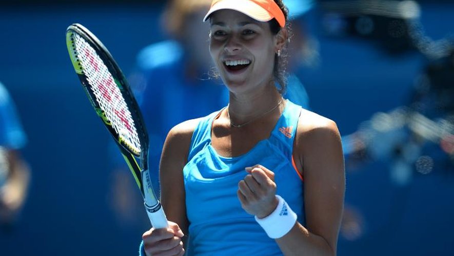 La Serbe Ana Ivanovic remporte le match contre Serena Williams à l'Open d'Australie, le 19 janvier 2014 à Melbourne