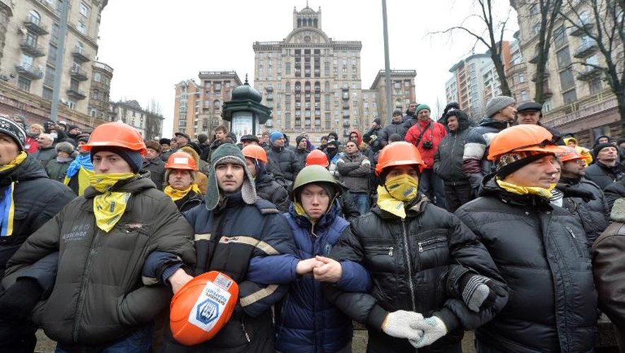 Des opposants pro-européens rassemblés à Kiev, le 18 janvier 2014