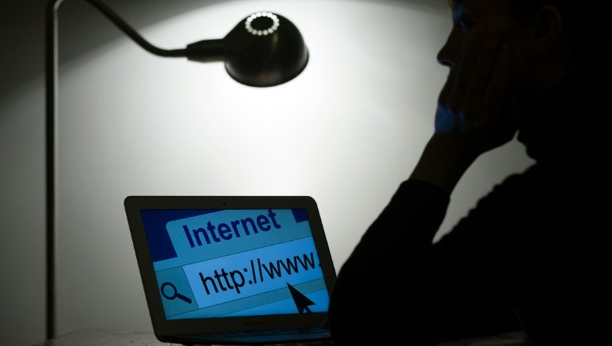 Une femme devant son ordinateur, se connecte à internet, le 15 mars 2013 à Paris