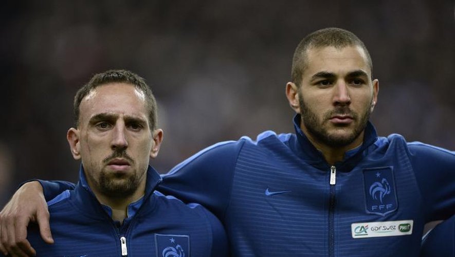 Franck Ribery et Karim Benzema le 19 novembre 2013 au Stade de France à Saint-Denis