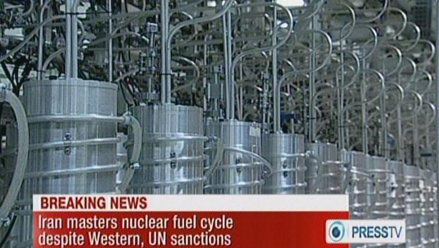Capture d'écran d'une vidéo de Press TV du 15 février 2012 montrant des centrifugeuses dans la centrale nucléaire de Nantaz