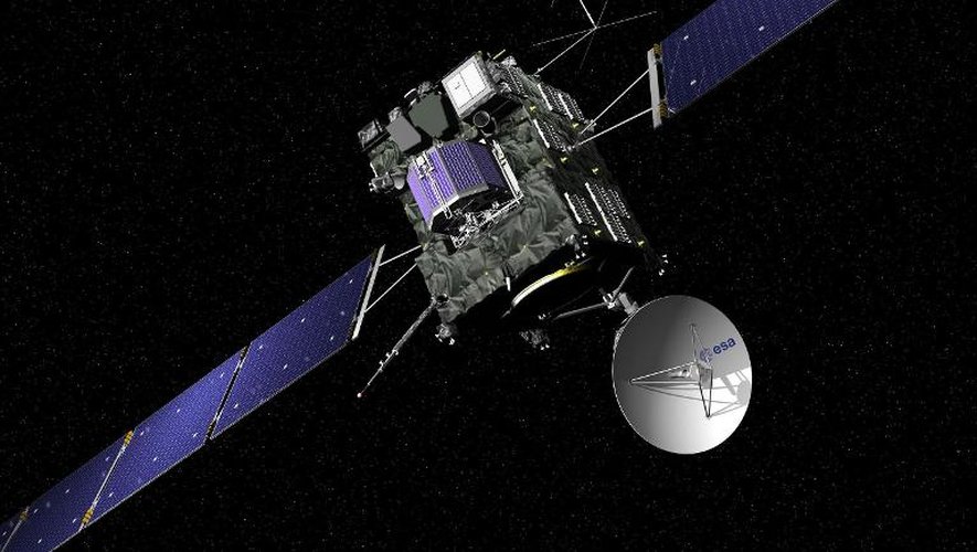 Image de synthèse en date du 6 février 2004 de la sonde de la mission Rosetta