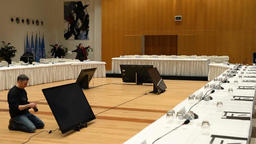 La salle où doit se tenir à partir du 22 janvier la conférence de paix dite de "Genève II" sur la Syrie, à Montreux en Suisse, le 20 janvier 2014