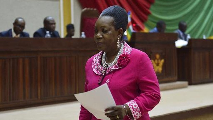 Catherine Samba-Panza s'apprête à prendre la parole le 20 janvier 2014 à Bangui
