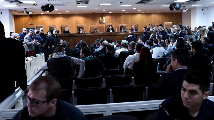 Vue du tribunal le 20 avril 2015 où se tient le procès des dirigeants et députés du parti néonazi grec Aube dorée, à Athènes