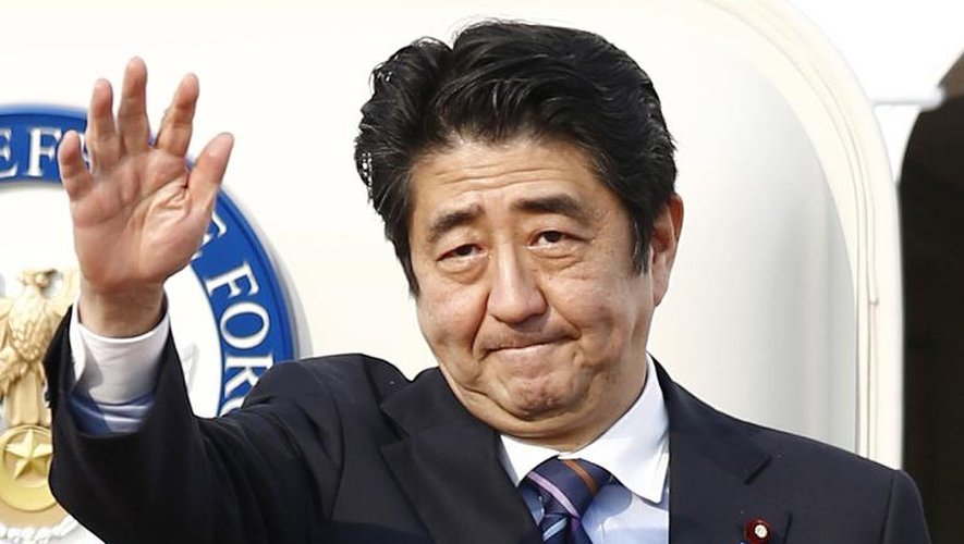 Shinzo Abe à son départ le 21 janvier 2014 de Tokyo pour Davos