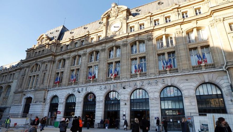 La façade de la gare Saint-Lazare. Les conducteurs de la gare Saint-Lazare exerçaient leur droit de retrait après l'agression d'un des leurs mardi soir