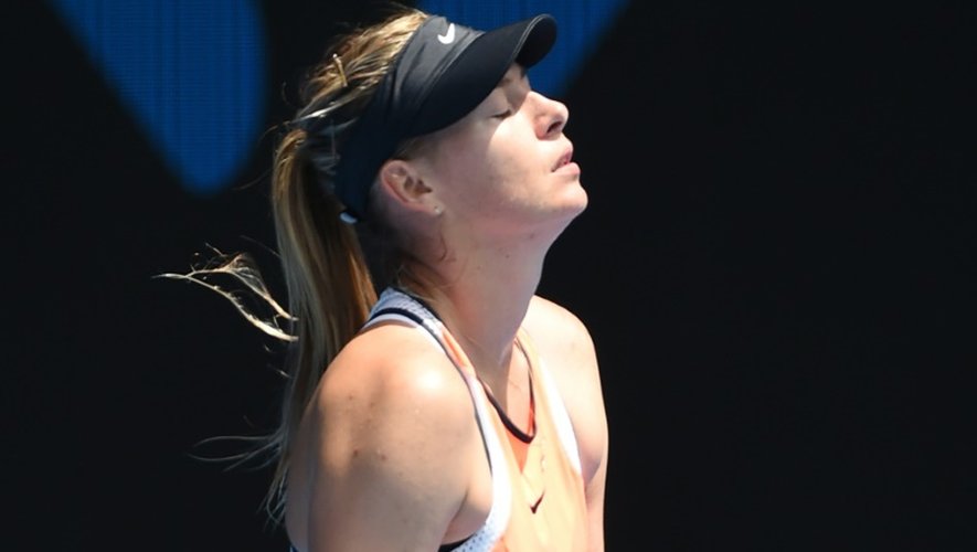 Maria Sharapova lors du match l'opposant à  Serena Williams le 26 janvier 2016 à l'Open d'Australie à Melbourne
