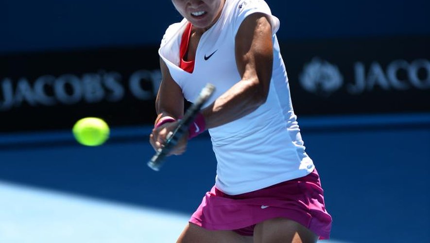 La Chinoise Li Na lors du match contre la Canadienne Eugenie Bouchard à l'Open d'Australie, le 23 janvier 2014 à Melbourne