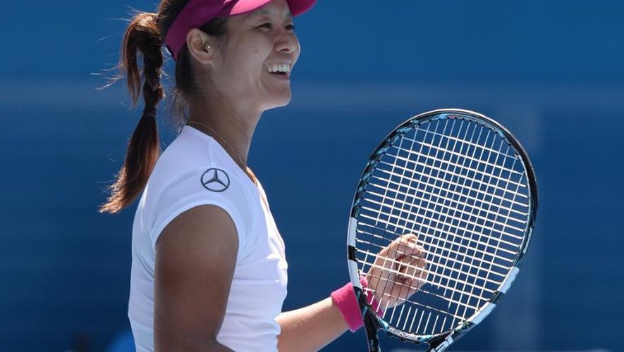 La Chinoise Li Na lors du match contre la Canadienne Eugenie Bouchard à l'Open d'Australie, le 23 janvier 2014 à Melbourne