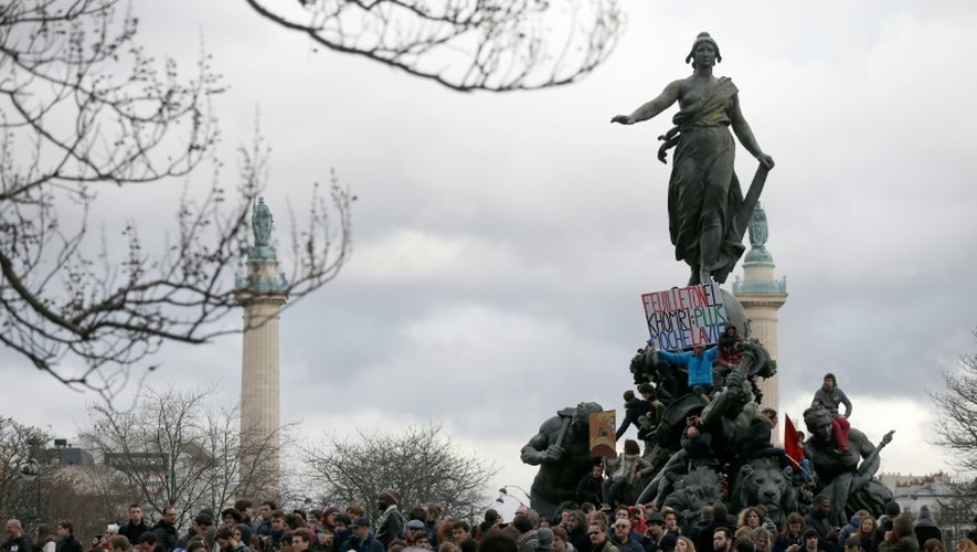 Manifestation contre la loi Travail place de la République à Paris, le 9 mars 2016