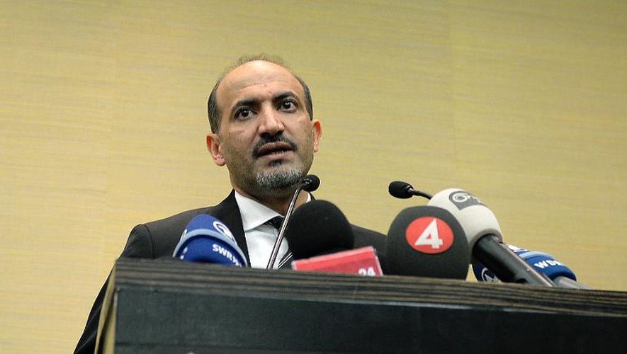 Le leader de la Coalition de l'opposition syrienne, Ahmad Jarba, lors d'une conférence de presse, le 23 janvier 2014 à Genève