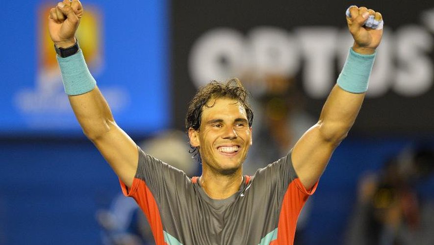 L'Espagnol Rafael Nadal bat le Suisse Roger Federer en demi-finale de l'Open d'Australie, le 24 janvier 2014 à Melbourne