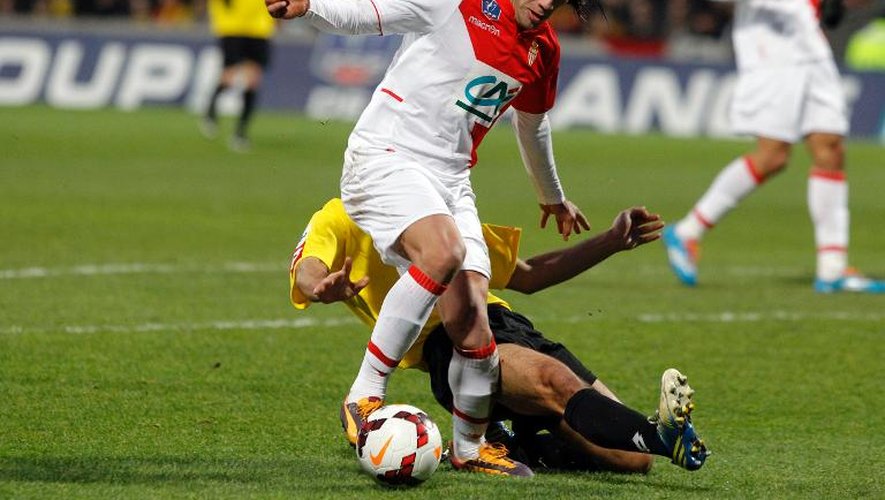 L'attaquant colombien de l'AS Monaco Radamel Falcao lors du 16e finale de Coupe de France disputé contre le club de CFA de Chasselay, le 22 janvier 2014 au stade de Gerland, à Lyon