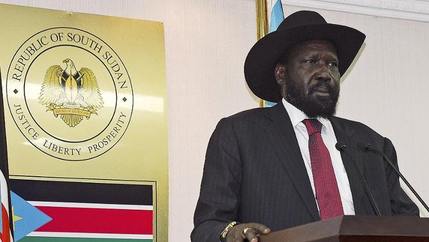 Le président du Soudan du Sud, Salva Kiir, lors d'une conférence de presse à Juba, le 24 janvier 2014