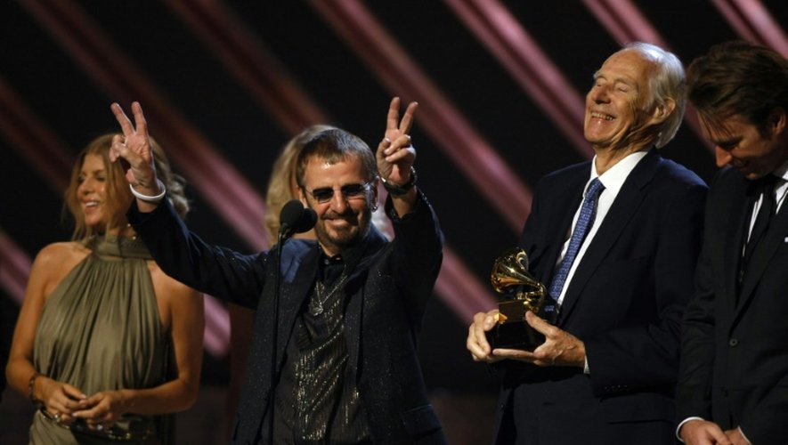 L'ex-batteur des Beatles Ringo Starr et le producteur George Martin, lors de la 50e édition des Grammy Awards à Los Angeles, le 10 février 2008