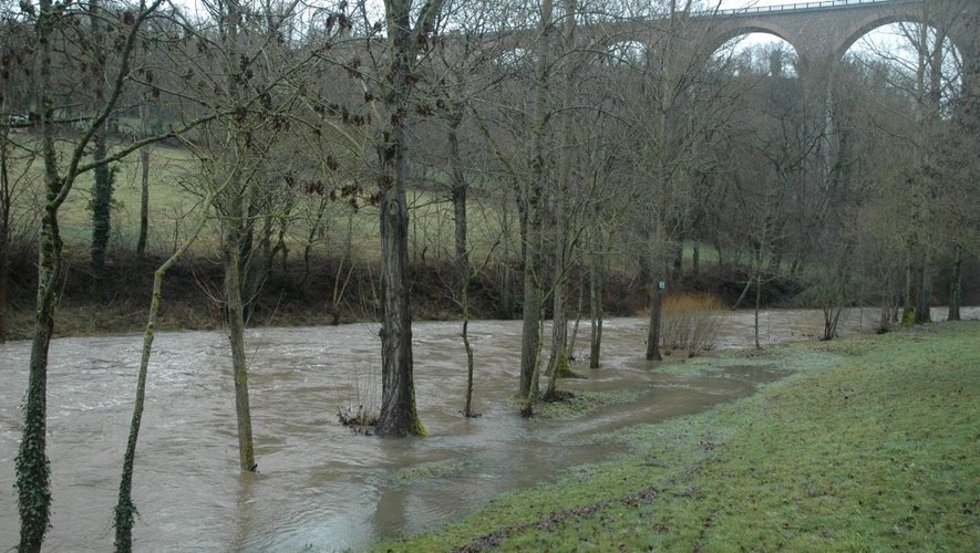 L'Aveyron sort de son lit, ici au niveau de la Gascarie à Rodez.