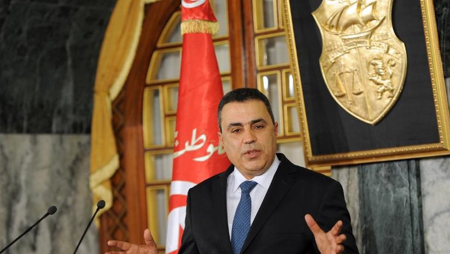 Mehdi Jomaâ face à la presse le 25 janvier 2014 à Tunis