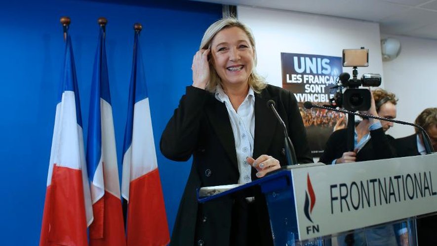 Marine Le Pen le 7 janvier 2014 au siège du FN à Nanterre
