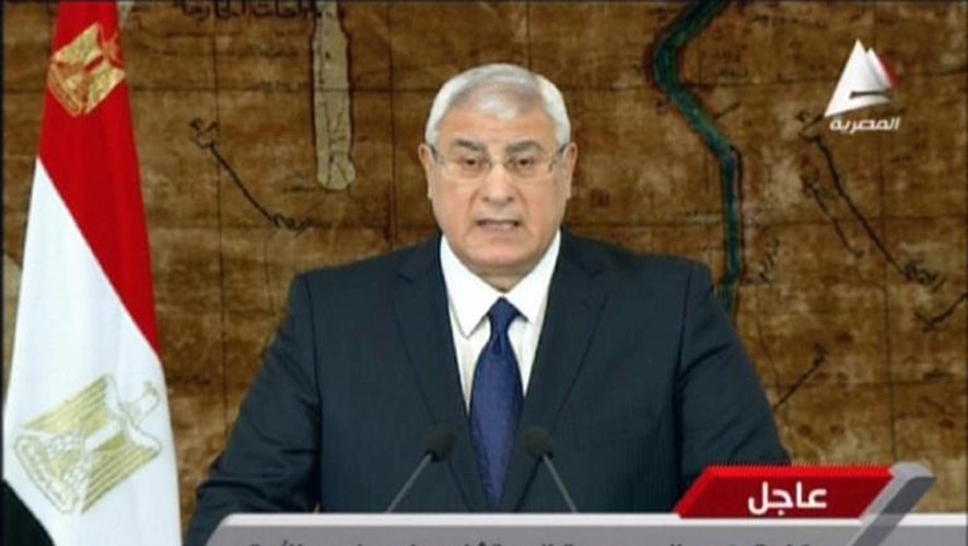 Capture d'écran de la TV égyptienne de Adly Mansour le 26 janvier 2014 au Caire