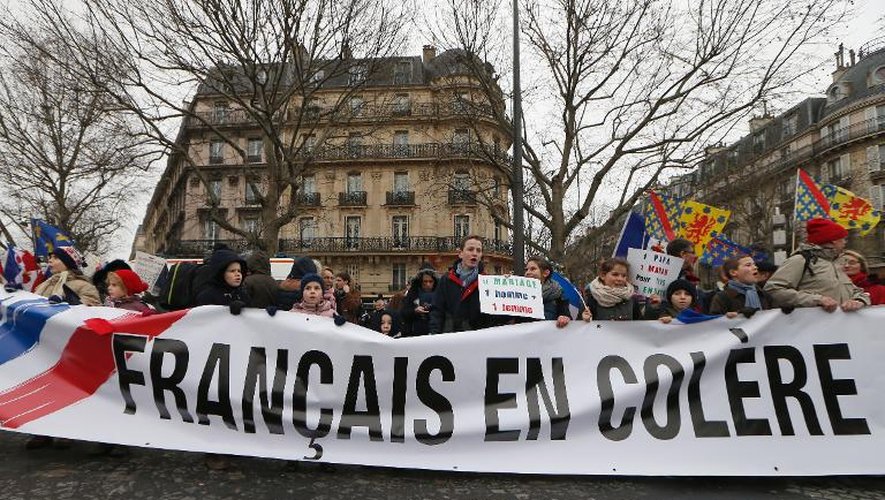 Banderole de la manifestation "Jour de colère" contre le pouvoir, le 26 janvier 2014 à Paris