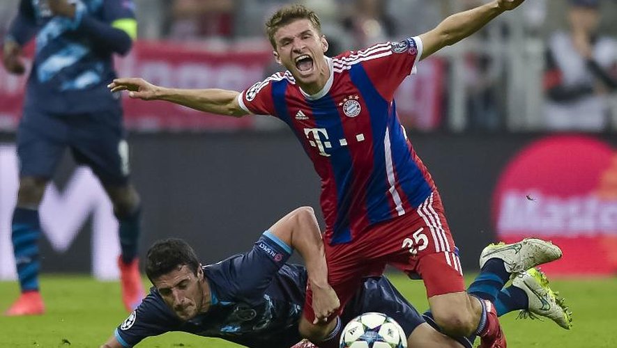 L'attaquant du Bayern Thomas Müller le 21 avril 2015 lors du quart de finale de C1 contre Porto à Munich