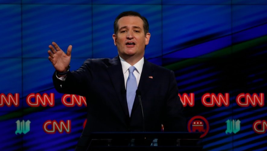 Ted Cruz, candidat à la primaire républicaine, lors d'un débat télévisé diffusé sur CCN le 10 mars 2016 à Miami