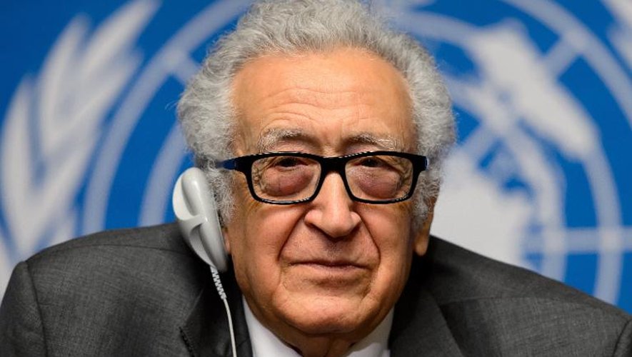 L'émissaire spécial pour la Syrie, Lakhdar Brahimi, lors d'une conférence de presse au siège de l'ONU, le 26 janvier 2014 à Genève