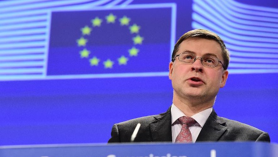 Valdis Dombrovskis, vice-président de la Commission en charge de l'Euro, le 18 février 2015 à Bruxelles