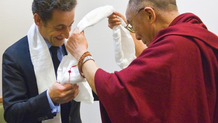 Nicolas Sarkozy et le Dalaï Lama, le 6 décembre 2008 à Gdansk, en Pologne