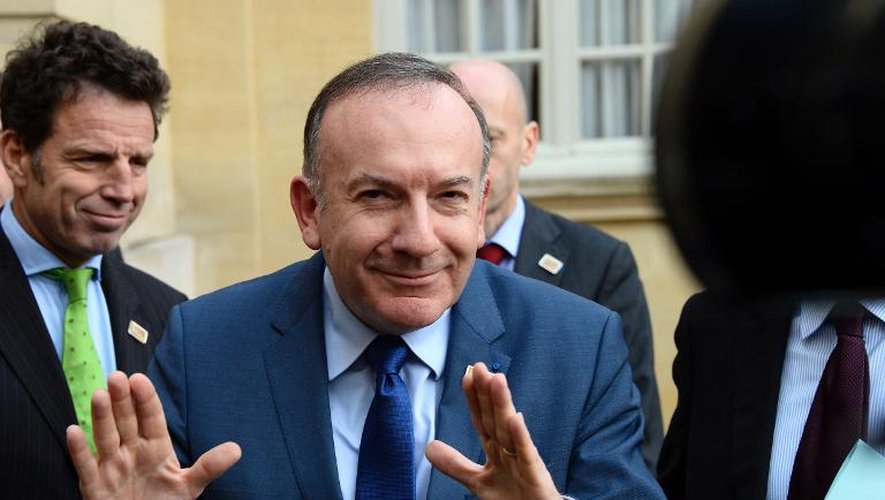 Le président du Medef Pierre Gattaz à sa sortie de Matignon, à Paris le 27 janvier 2014