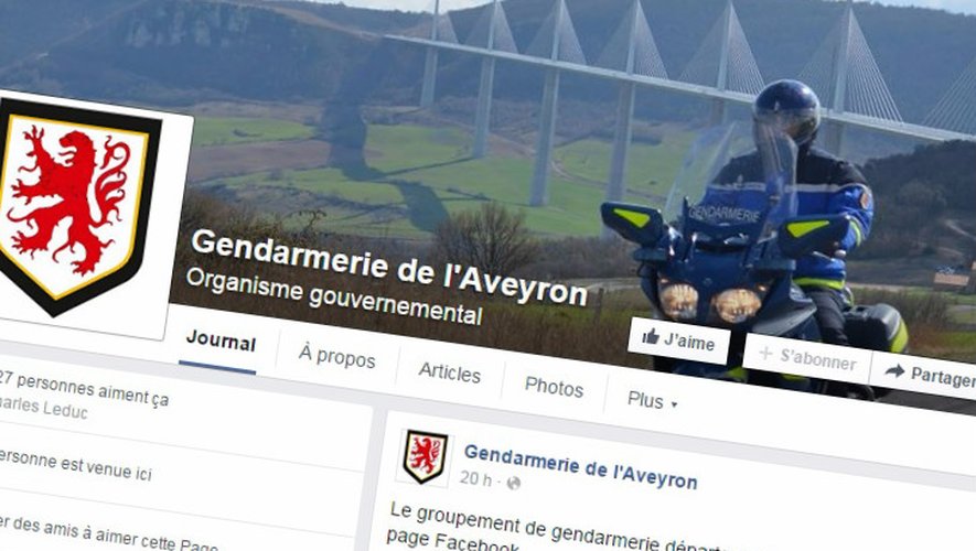 La gendarmerie de l'Aveyron est maintenant sur Facebook