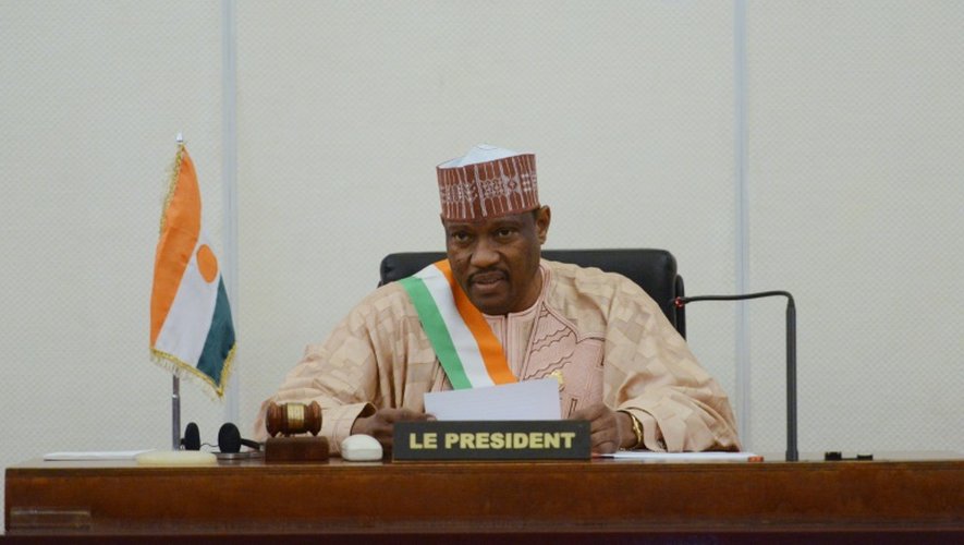 Le candidat de l'opposition, l'ancien Premier ministre Hama Amadou, aujourd'hui emprisonné, le 6 novembre 2013 à Niamey