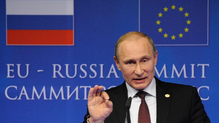 Le président russe Vladimir Poutine lors d'un sommet UE-Russie à Bruxelles, le 28 janvier 2014