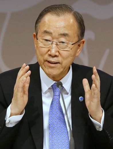 Le secrétaire général des Nations unies Ban Ki-moon à Doha le 12 avril 2015