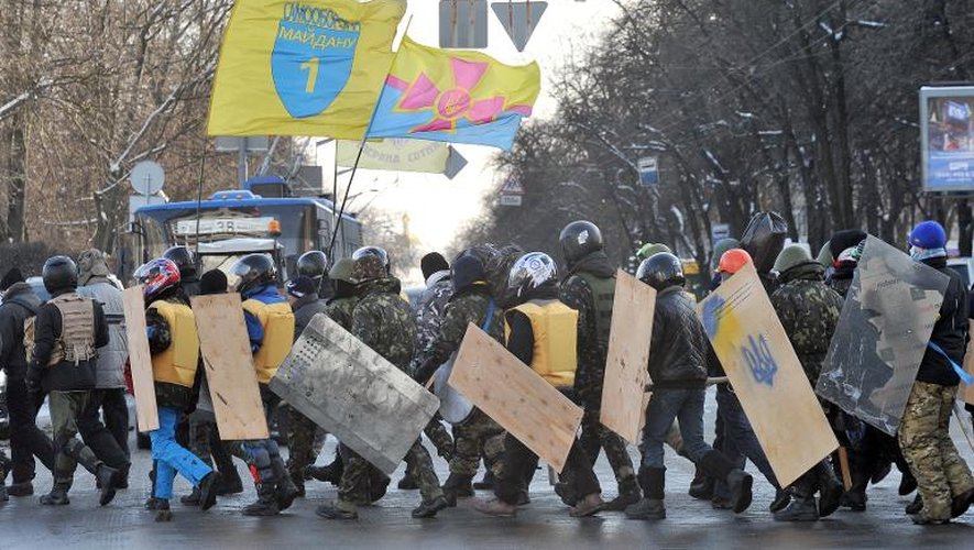 Des manifestants pro-européens place de l'indépendance à Kiev, le 29 janvier 2014
