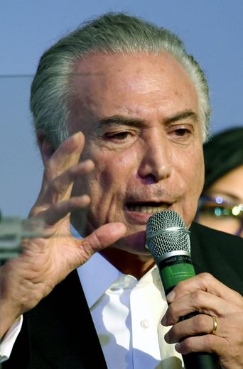 Le vice-président brésilien Michel Temer à la convention nationale du PMDB à Brasilia, le 12 mars 2016