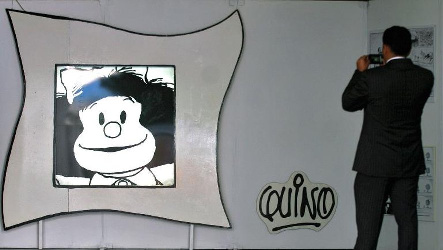 Un portrait de Mafalda, la petite héroïne anticonformiste créée par Quino, lors d'une exposition, le 2 mars 2010 à Guadalajara, au Mexique