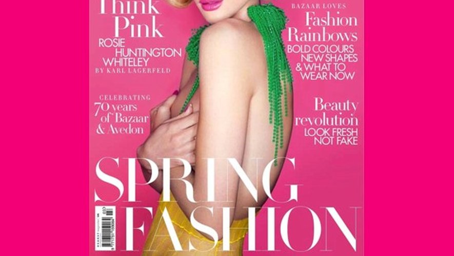 Rosie Huntington-Whiteley topless en couverture de Harper’s Bazaar 