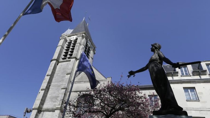 L'église Saint-Cyr-et-Sainte-Julitte le 22 avril 2015 à Villejuif, cible probable de Sid Ahmed Ghlam, algérien de 24 ans, arrêté dimanche matin à Paris et placé en garde à vue