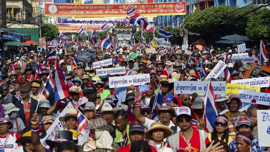 Manifestation antigouvernementale à Bangkok, le 1er février 2014