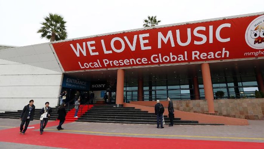 L'entrée du Marché international de la musique (Midem) au Palais des Festivals à Cannes, le 1er février 2014