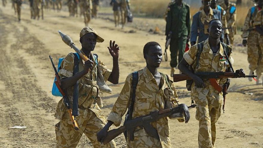 Des soldats sud-soudanais (SPLA) près de Bor, le 31 janvier 2014