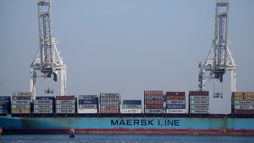 Un navire de la compagnie Maersk dans le port d'Oakland aux Etats-Unis, le 19 février 2015