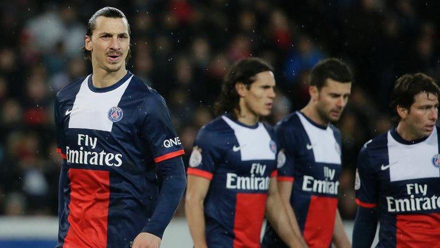 L'attaquant du PSG Zlatan Ibrahimovic (à gauche) lors du match contre Bordeaux le 31 janvier 2014 au Parc des Princes à Paris