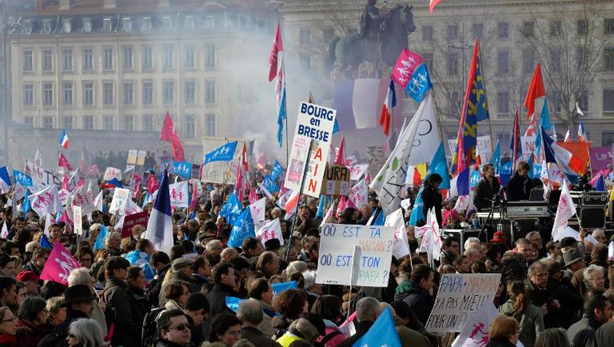 Des partisans de la "Manif pour tous" à Lyon le 2 février 2014