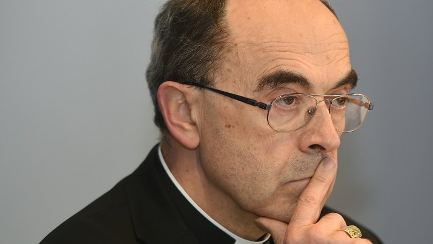Le cardinal de Lyon, Philippe Barbarin lors d'une conférence de presse à Lourdes, le 15 mars 2016
